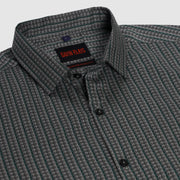 Geometric Stripe Full Sleeve Shirt - Emerald Green and Grey (GP211)