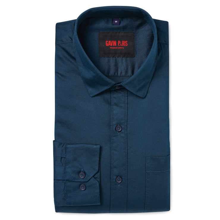 French Blue Satin cotton Full Sleeve Shirt (D004)