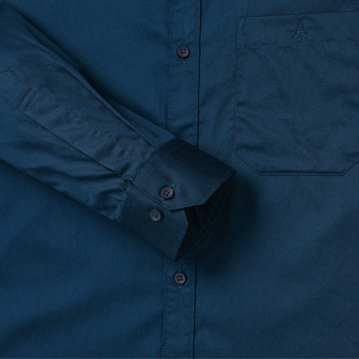 French Blue Satin cotton Full Sleeve Shirt (D004)