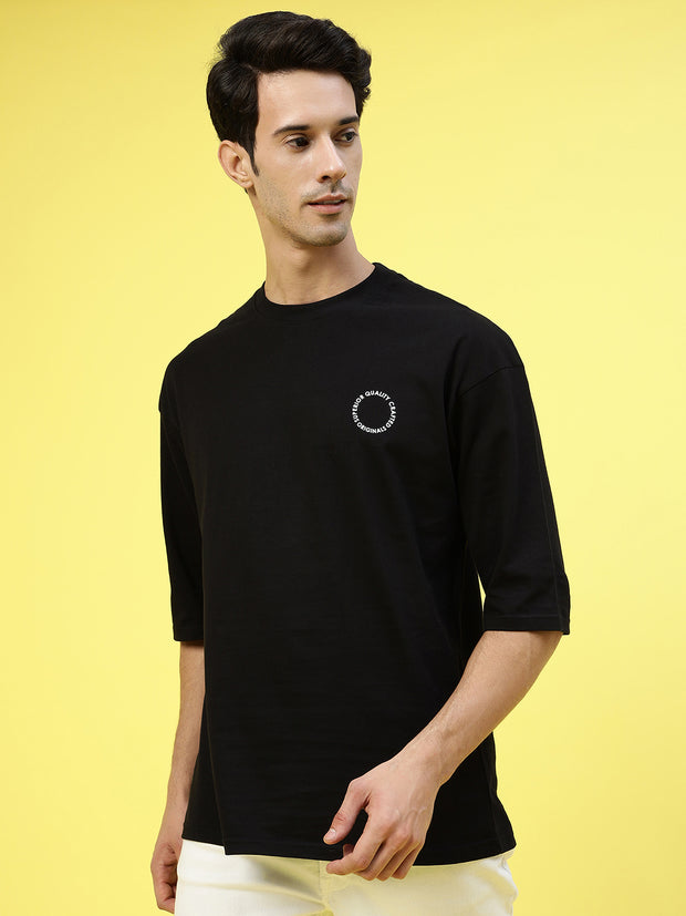 Everyone Black Oversized Both Side Printed Tee