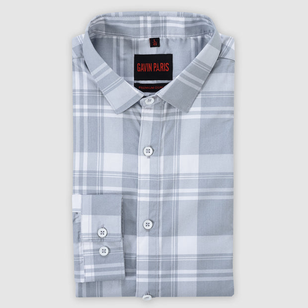 Gray Plaid Pattern Men's Full Sleeve Shirt (GP284)