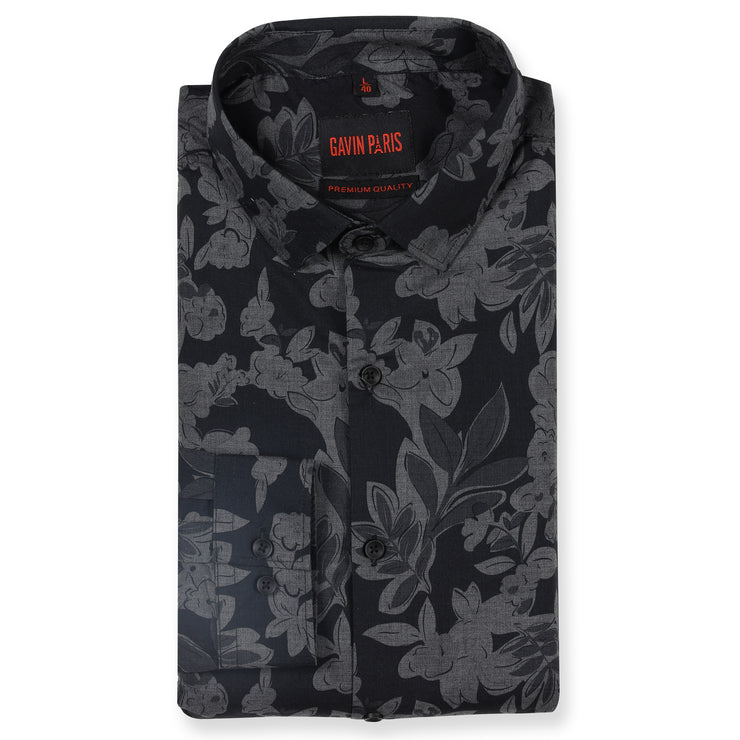 Full Sleeve Shirt - Black Floral Print (GP146)