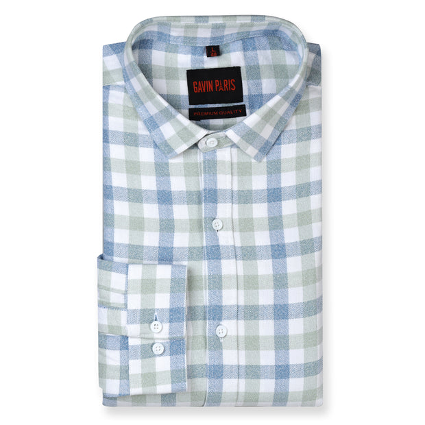 Checkered Full Sleeve Shirt - Blue and Green (GP224)