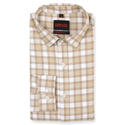 Beige and White Checkered Pattern Full Sleeve Shirt (GP132)