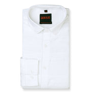 White Full Sleeve Shirt with Textured Stripes (GP267)