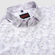 Abstract Geometric Full Sleeve Shirt - Lavender and White (GP218)