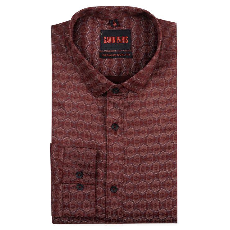 Maroon Patterned Full Sleeve Shirt (GP183)