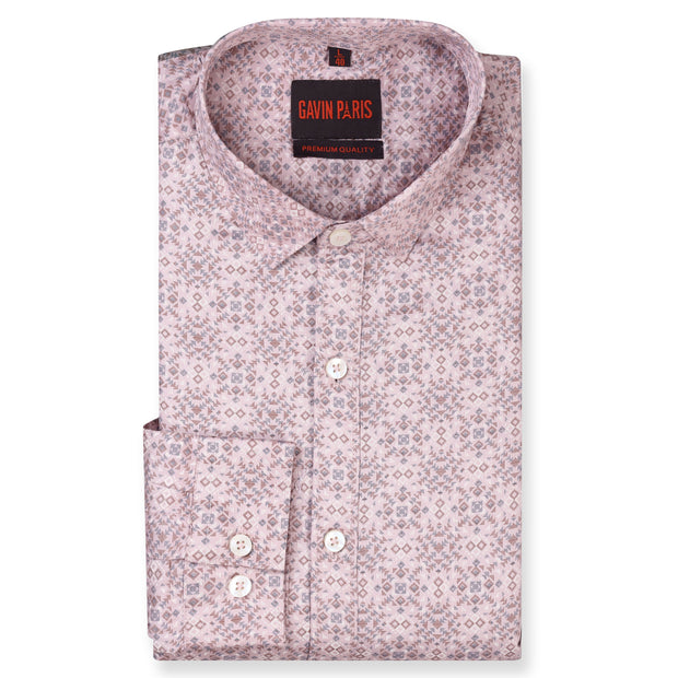 Light Pink Geometric Pattern Full Sleeve Shirt (GP251)