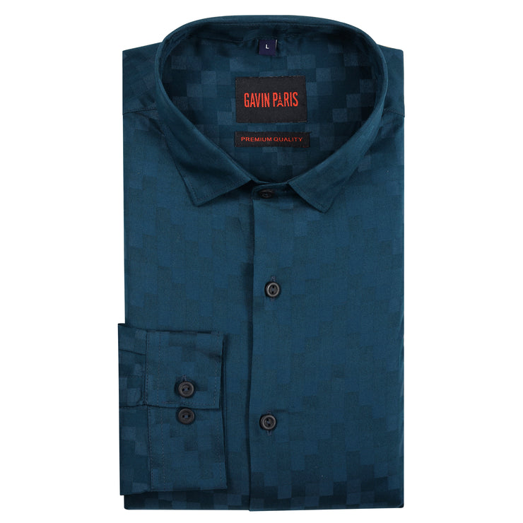 Teal Checkered Full Sleeve Shirt (GP172)