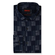 Navy Blue Geometric Check Full Sleeve Shirt (GP255)