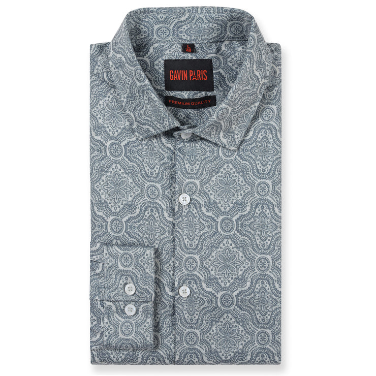 Full Sleeve Shirt - Grey Paisley Print (GP162)