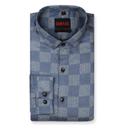 Blue Checkered Maze Pattern Full Sleeve Shirt (GP252)