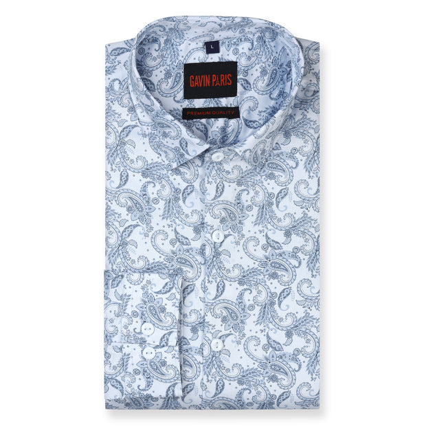 Paisley Print Full Sleeve Shirt - Sky Blue (GP208)