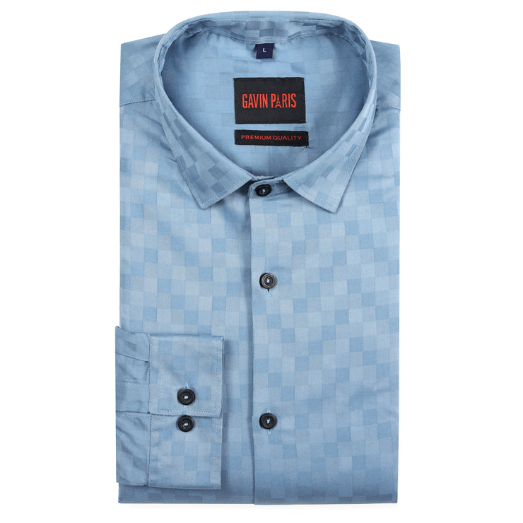 Sky Blue Checkered Full Sleeve Shirt (GP176)