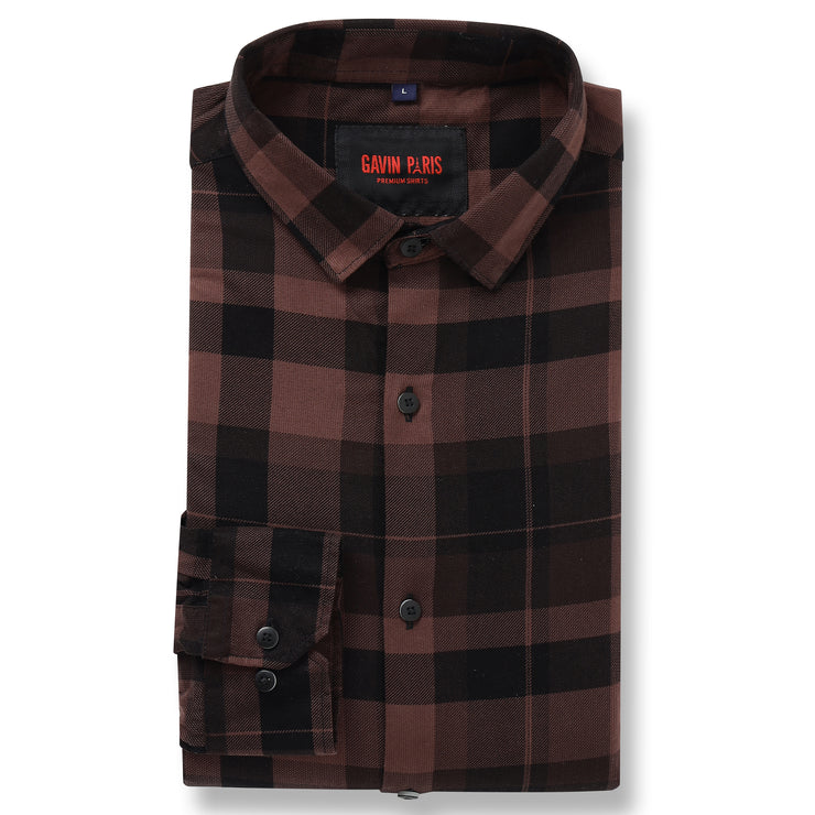 Checkered Full-Sleeve Shirt - Brown & Black (GP001)