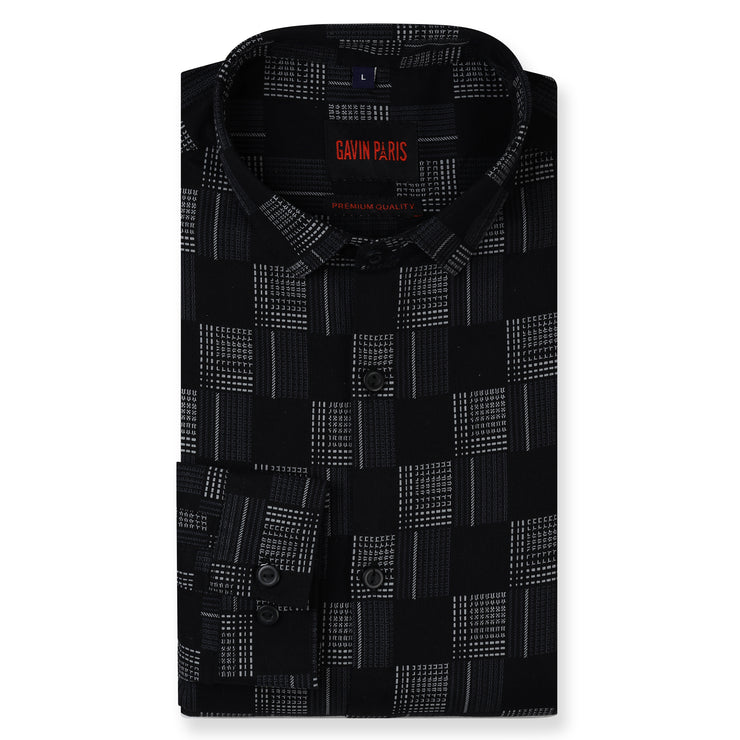 Black and White Geometric Check Full Sleeve Shirt (GP254)