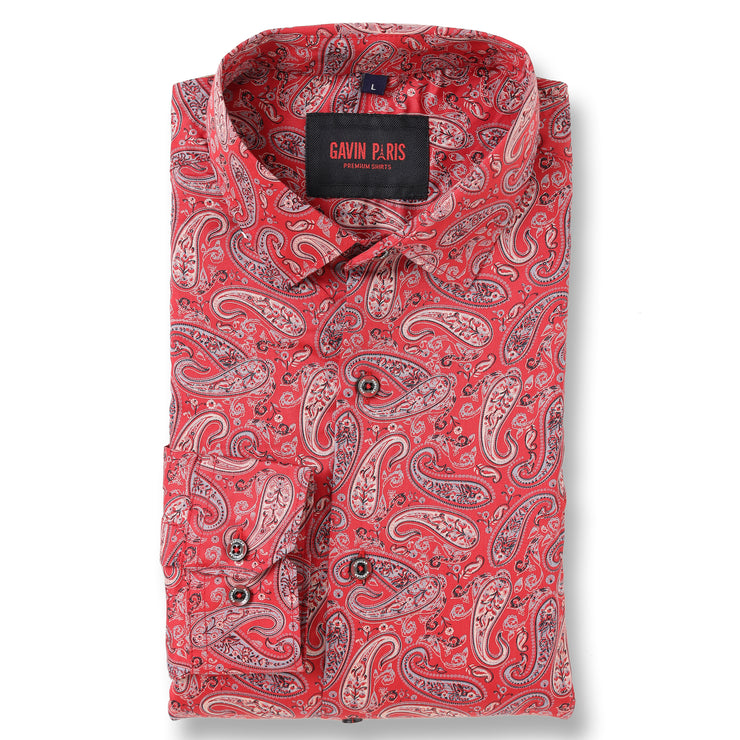 Red Paisley Full-Sleeve Shirt (GP021)