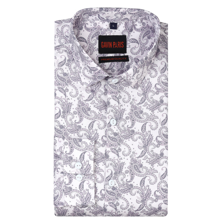 Paisley Print Full Sleeve Shirt - Lavender (GP207)