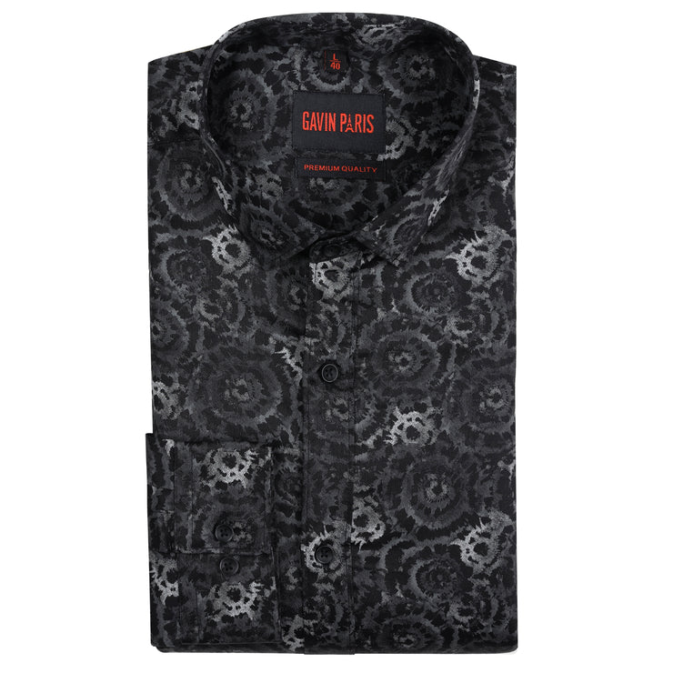 Black Floral Full Sleeve Shirt (GP188)