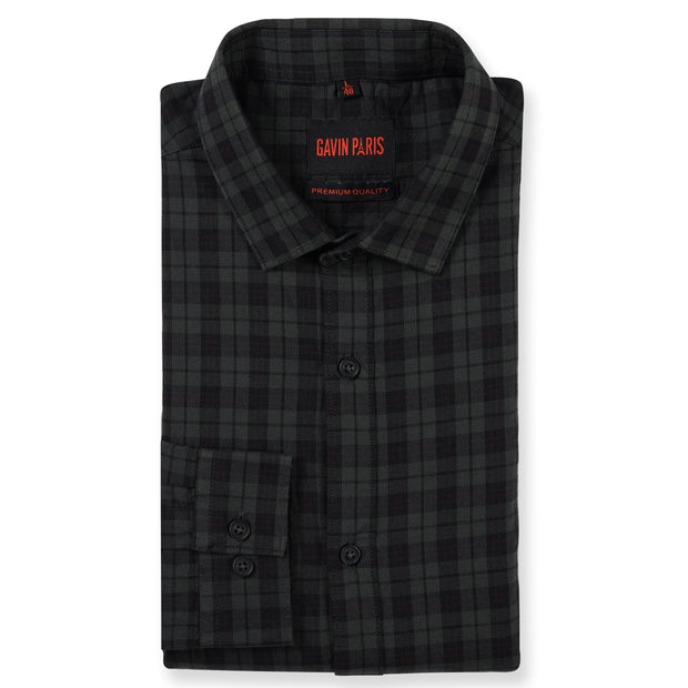 Dark Green and Black Plaid Pattern Full Sleeve Shirt (GP158)