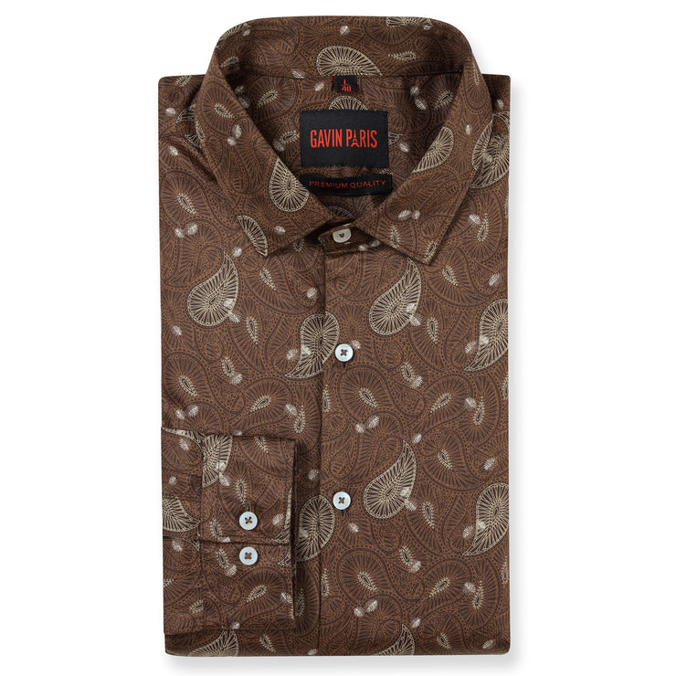 Full Sleeve Shirt - Brown with Paisley Pattern (GP154)