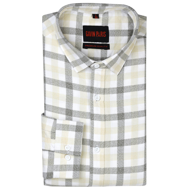 Checkered Full Sleeve Shirt - Beige and Olive (GP225)