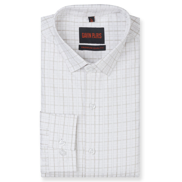 Windowpane Check Full Sleeve Shirt - Light Beige (GP227)