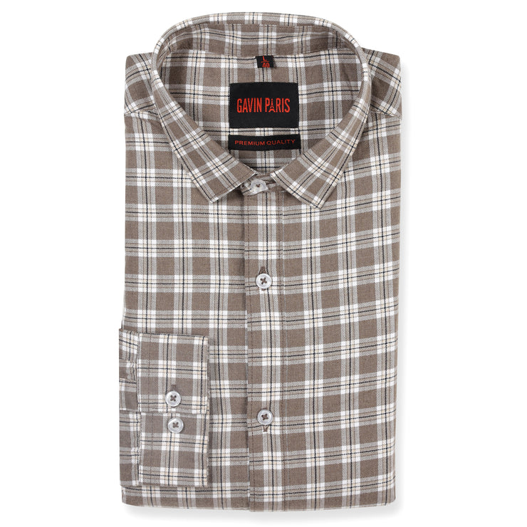 Brown and White Checkered Full Sleeve Shirt (GP142)