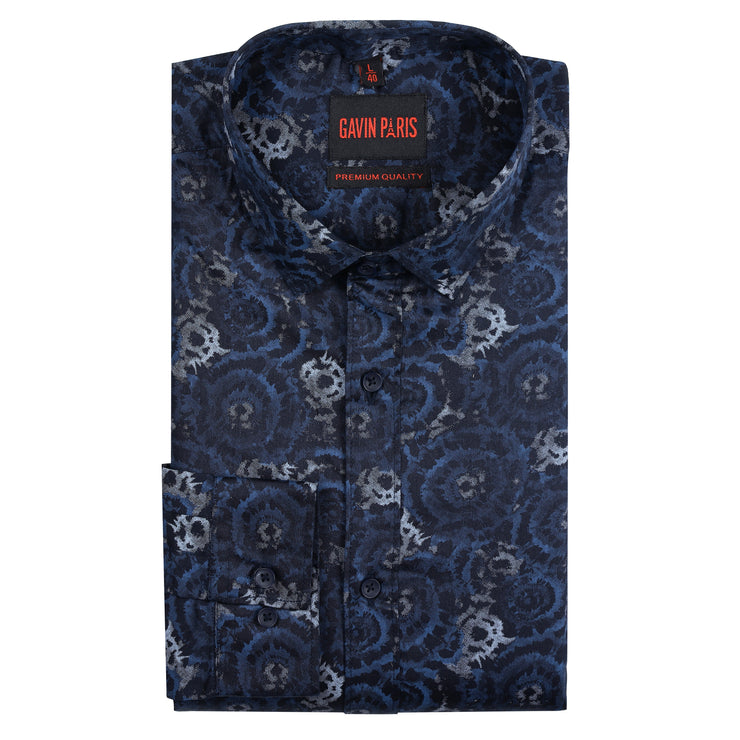 Navy Blue Floral Full Sleeve Shirt (GP189)