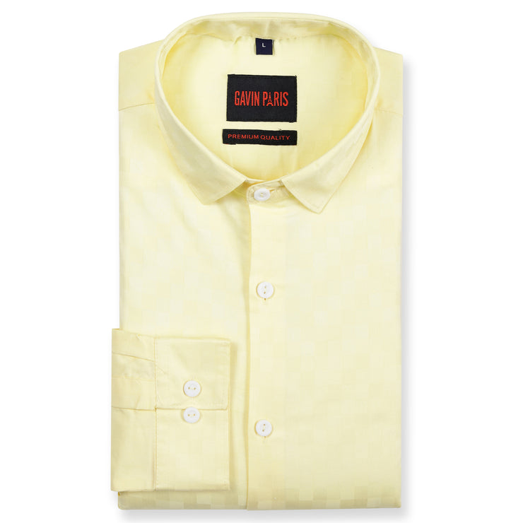 Lemon Yellow Checkered Full Sleeve Shirt (GP177)