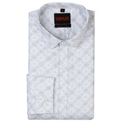 Geometric Print Full Sleeve Shirt - White and Grey (GP238)