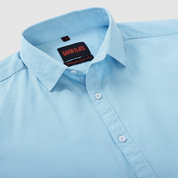 Cool Blue Plain Men's Full Sleeve Shirt (GP314)