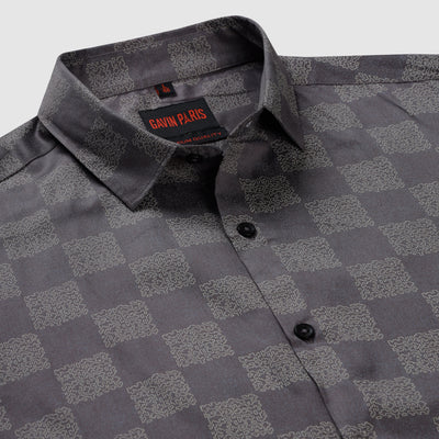 Charcoal Grey Checkered Full Sleeve Shirt (GP253)