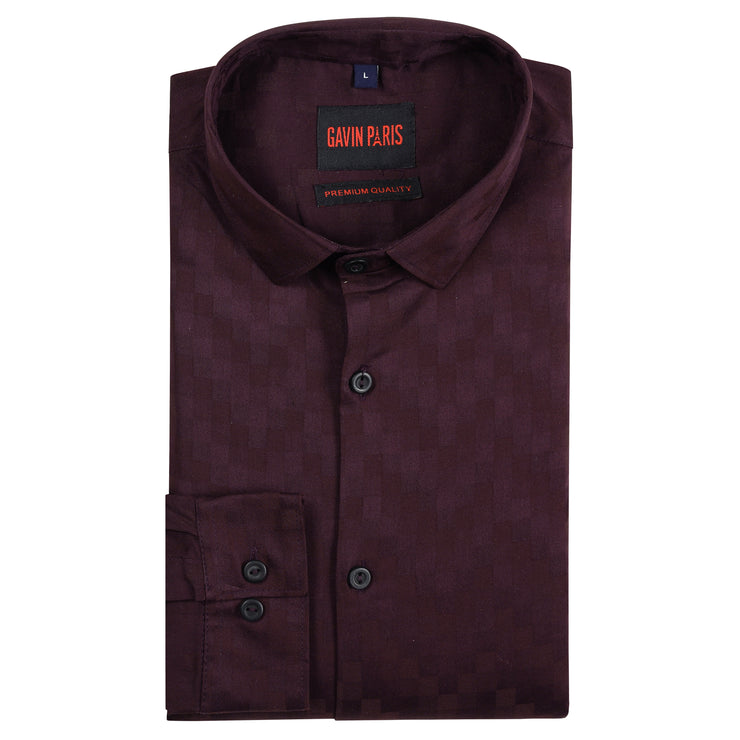 Burgundy Checkered Full Sleeve Shirt (GP170)