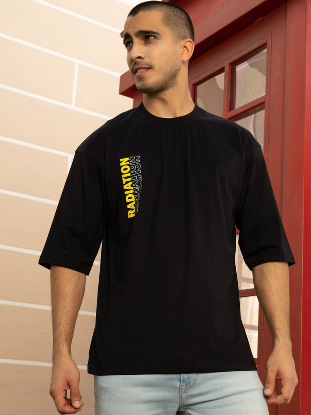 Radiation Black Both Side Printed Oversized Drop Soulder Tee