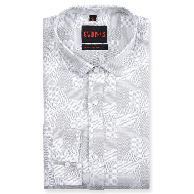 White Geometric Full Sleeve Shirt (GP199)