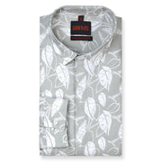 Leaf Print Full Sleeve Shirt - Light Grey (GP228)