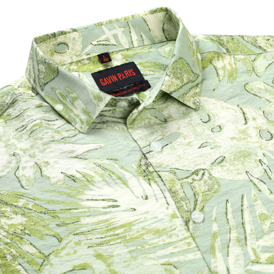 Abstract Floral Print Full Sleeve Shirt - Mint Green (GP231)