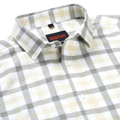 Checkered Full Sleeve Shirt - Beige and Olive (GP225)