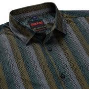 Tribal Stripe Full Sleeve Shirt - Olive Green and Black (GP212)