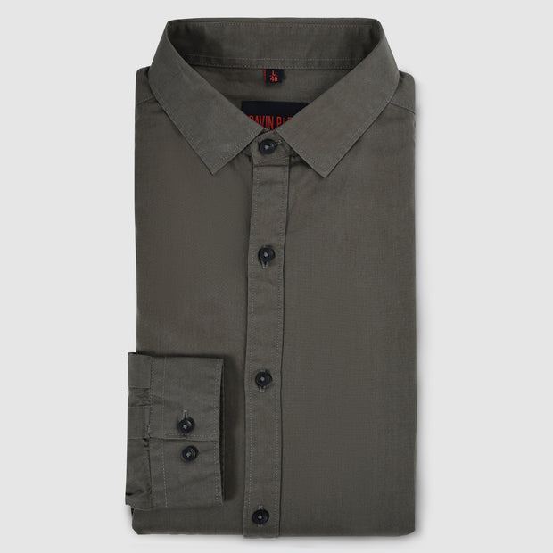 Olive Green Solid Men's Full Sleeve Shirt (GP316)