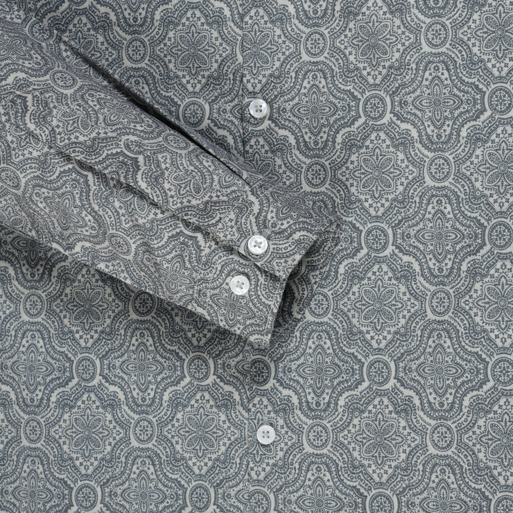 Full Sleeve Shirt - Grey Floral Paisley Print (GP161)