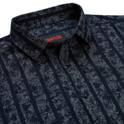 Navy Blue Striped Full Sleeve Shirt with Intricate Print (GP260)