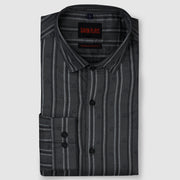 Striped Jacquard Full Sleeve Shirt - Charcoal Grey (GP220)