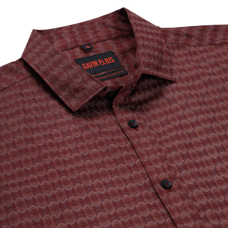 Maroon Patterned Full Sleeve Shirt (GP183)