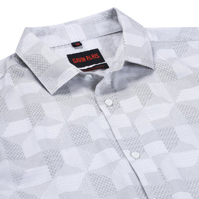 White Geometric Full Sleeve Shirt (GP199)