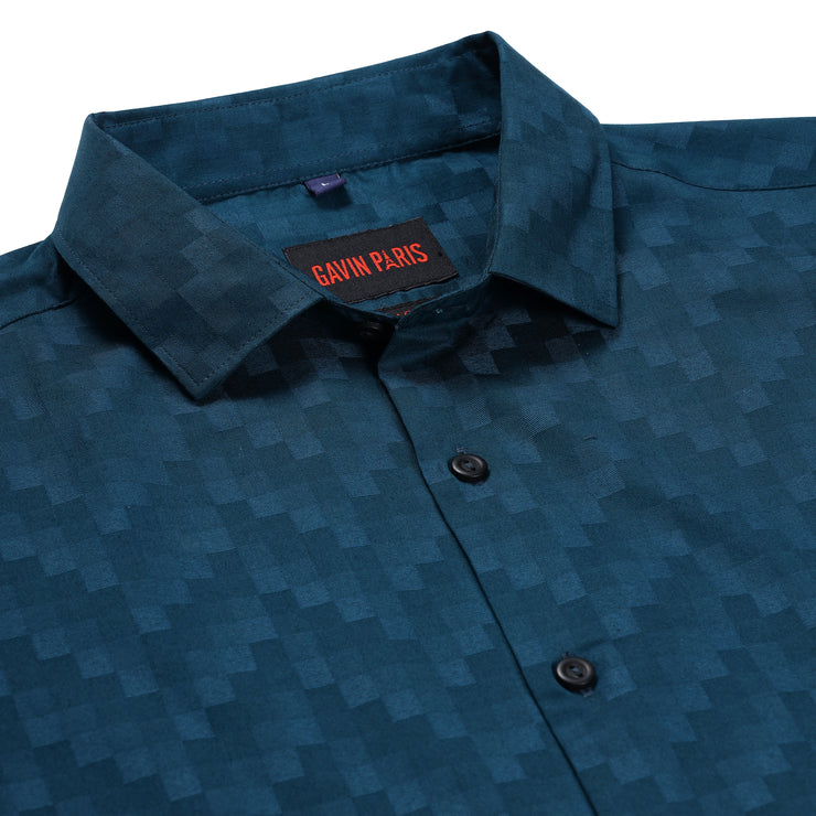 Teal Checkered Full Sleeve Shirt (GP172)