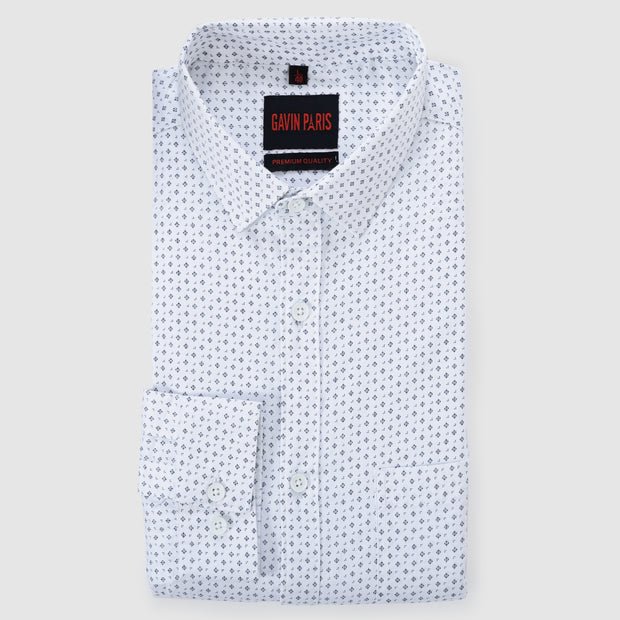 White Minimalist Design Men's Full Sleeve Shirt With Pocket (GP302)