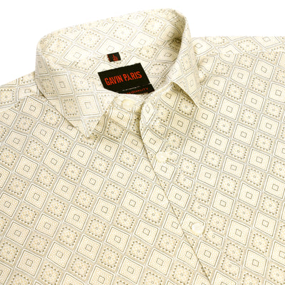 Geometric Print Full Sleeve Shirt - Beige and Cream (GP240)