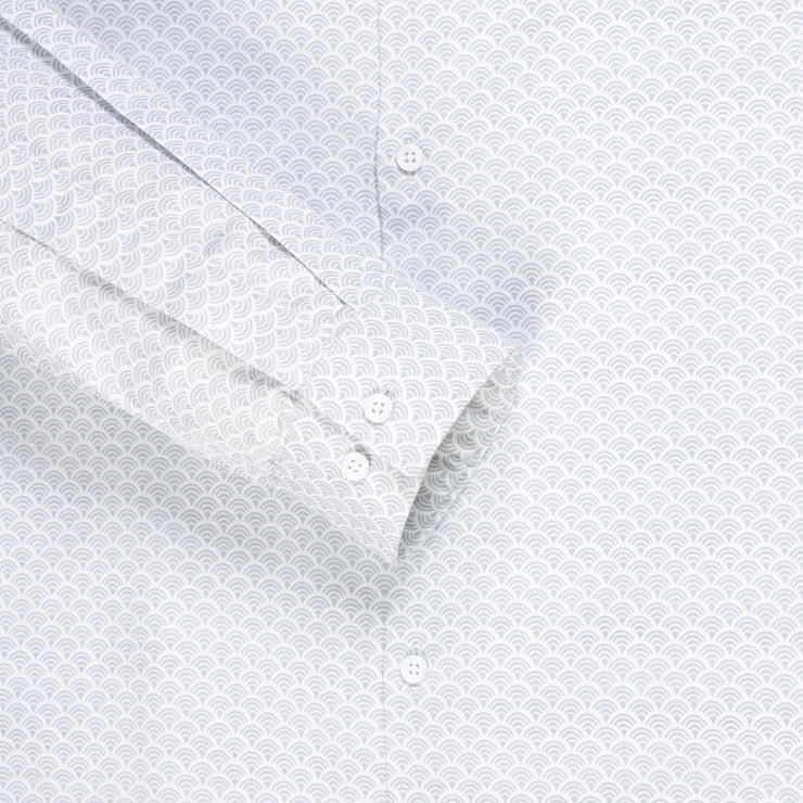 Full Sleeve Shirt - White and Gray Scallop Pattern (GP155)